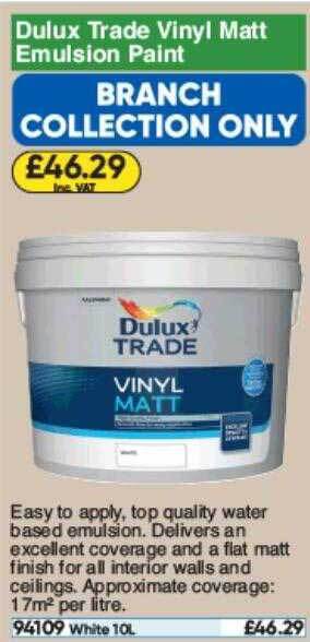 Toolstation Dulux Trade Vinyl Matt Emulsion Paint offer