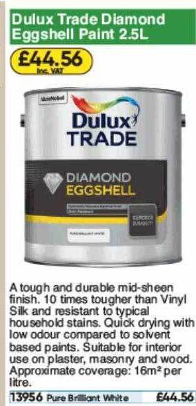 Toolstation Dulux Trade Diamond Eggshell Paint offer