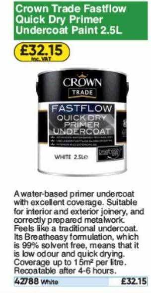 Crown Trade Fastflow Quick Dry Primer Undercoat Paint