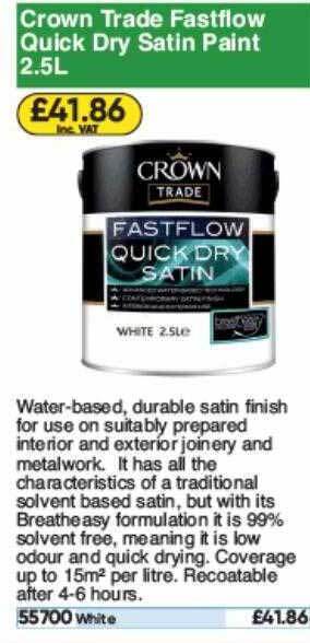 Toolstation Crown Trade Fastflow Quick Dry Satin Paint offer