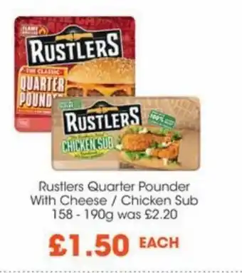 Centra Rustlers Quarter Pounder with Cheese / Chicken Sub 158-190g offer