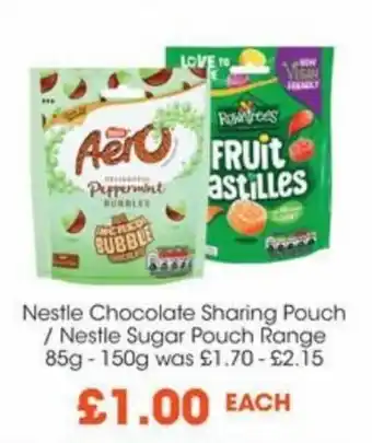 Centra Nestle Chocolate Sharing Pouch / Nestle Sugar Pouch Range 85g-150g offer