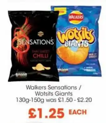 Centra Walkers Sensations/ Wotsits Giants 130g-150g offer