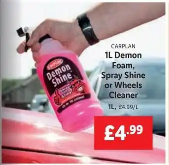 Lidl Carplan 1l Demon Foam, Spray Shine Or Wheels Cleaner offer