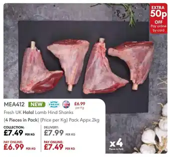 JJ Food Service Fresh UK Halal Lamb Hind Shanks offer