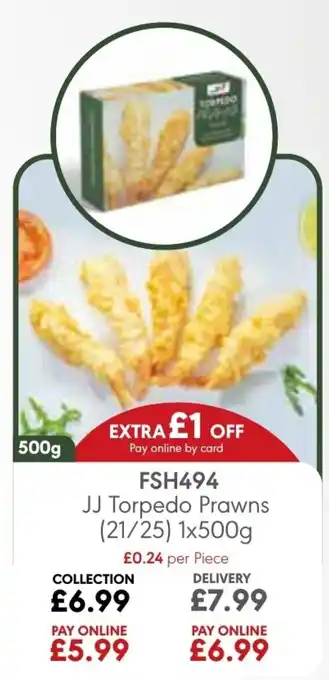 JJ Food Service JJ Torpedo Prawns offer
