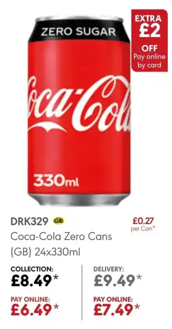 JJ Food Service DRK329 Coca Cola Zero Cans offer