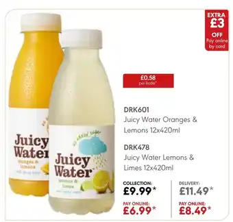 DRK601 Juicy Water Oranges & Lemons 12x420ml