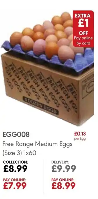 JJ Food Service Free Range Medium Eggs 1x60 offer