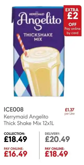 JJ Food Service Kerrymaid Angelito Thcik Shake Mix 12x1L offer