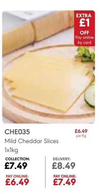 JJ Food Service Mild Cheddar Slices 1x1kg offer