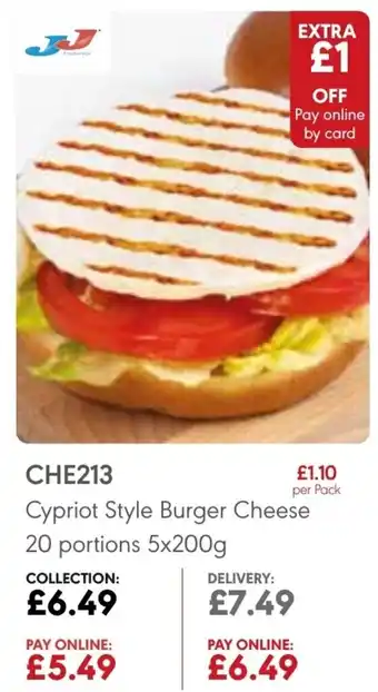 JJ Food Service Cypriot Style Burger Cheese 20 portions 5x200g offer