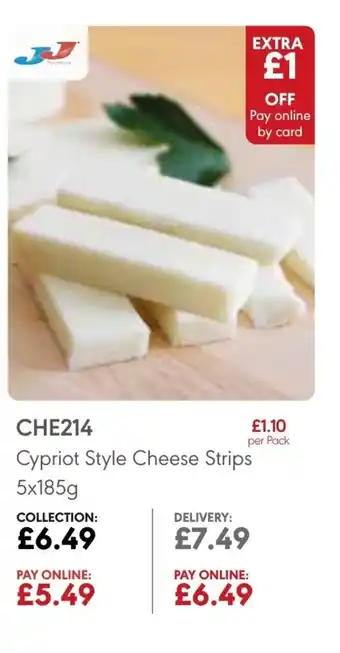 JJ Food Service Cypriot Style Cheese Strips 5x185g offer