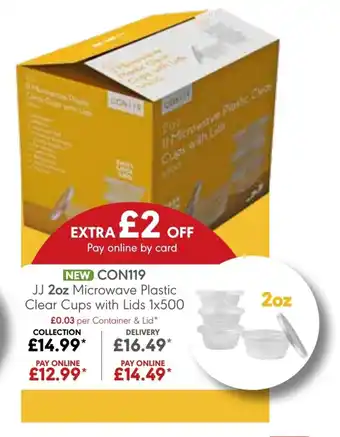 JJ Food Service JJ 2oz Microwave Plastic Clear Cups with Lids 1x500 offer