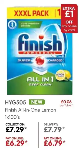 JJ Food Service Finish All-in-One Lemon 1x100's offer