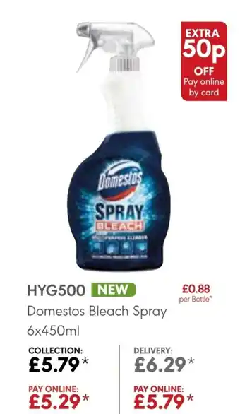 JJ Food Service Domestos Bleach Spray 6x450ml offer