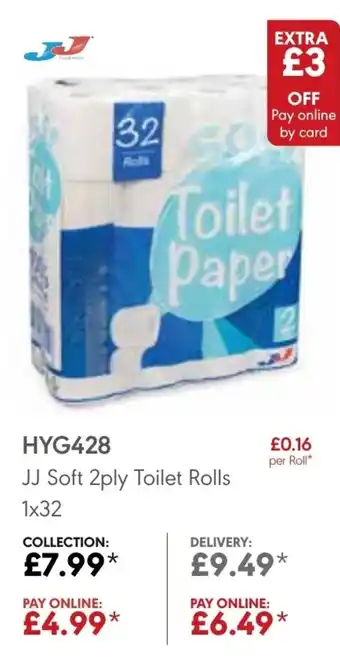 JJ Food Service JJ Soft 2ply Toilet Rolls 1x32 offer