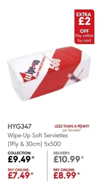 JJ Food Service Wipe-Up Soft Serviettes 5x500 offer