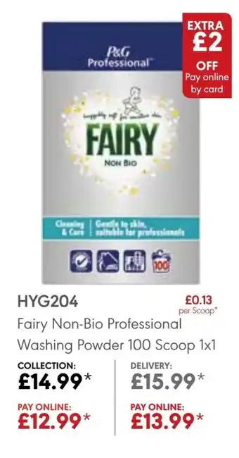 JJ Food Service Fairy Non-Bio Professional Washing Powder 100 Scoop 1x1 offer
