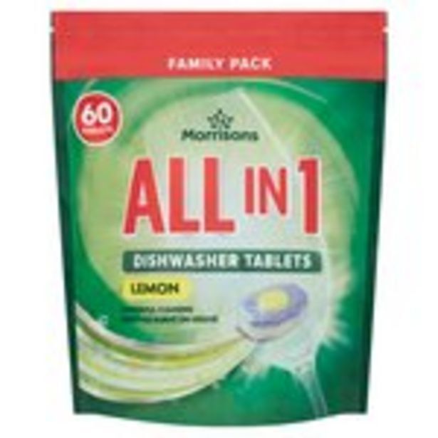 Morrisons all in 1 lemon dishwasher tablets offer at Morrisons