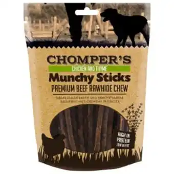 B&M Stores Chomper's munchy sticks dog treats 45pk - chicken & thyme offer