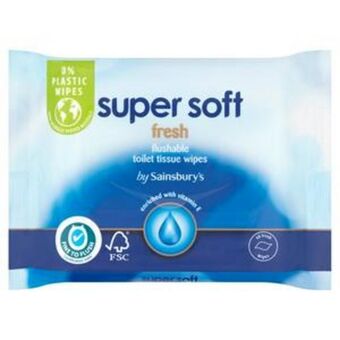 Sainsbury's Sainsbury’s super soft flushable moist toilet tissue, fresh 40 wipes offer
