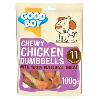 Sainsbury's Good boy pawsley & co chewy chicken dumbbells dog treats 100g offer