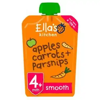 Sainsbury's Ella's kitchen organic apples, carrots and parsnips baby pouch 4+ months 120g offer
