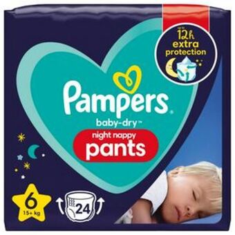 Sainsbury's Pampers baby dry night nappy pants size 6, 15kg+ x24 offer