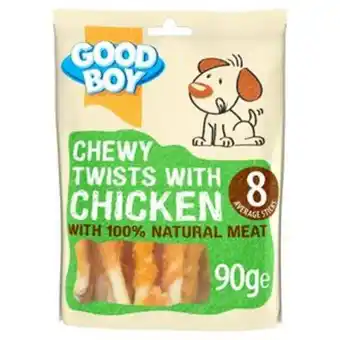 Sainsbury's Good boy pawsley & co chewy twists with chicken dog treats 90g offer