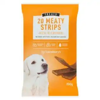Sainsbury's Sainsbury's meaty strip dog treats with chicken x20 200g offer
