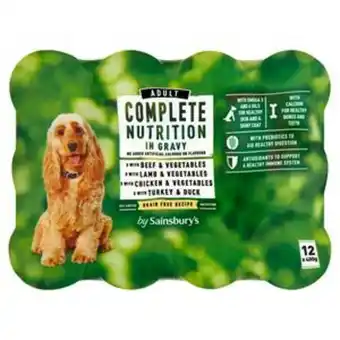Sainsbury's Sainsbury's complete nutrition adult dog food meat selection in gravy 12 x 400g offer