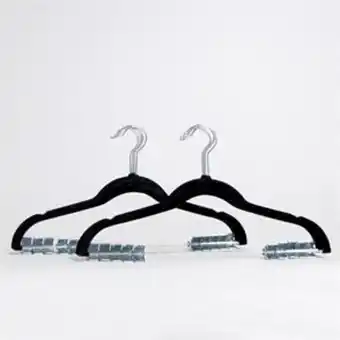 Home Bargains Home solutions: 10 velvet hangers with adjustable trouser clips - black offer