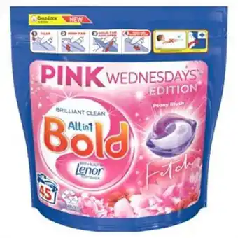 Home Bargains Bold all-in-1 pods washing liquid capsules pink wednesdays peony blush 45 washes offer