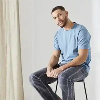 Home Bargains Jeff&co by jeff banks: light blue checked pyjama set - men's offer