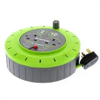 Home Bargains Status 10m 2 socket heavy duty cable reel offer