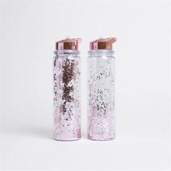 Home Bargains 2 x 500ml glitter water bottles - pink offer