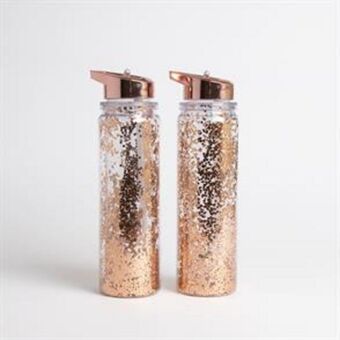 Home Bargains 2 x 500ml glitter water bottles - copper offer
