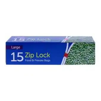 Home Bargains 15 large zip lock food & freezer bags (case of 24) offer