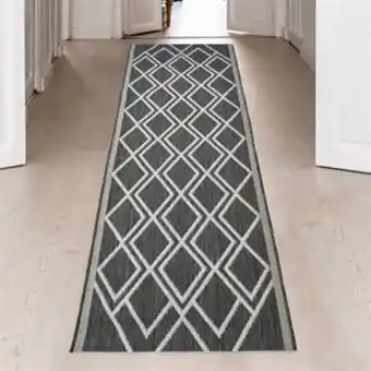 Home Bargains Diamond indoor/outdoor runner - grey 67 x 200cm offer