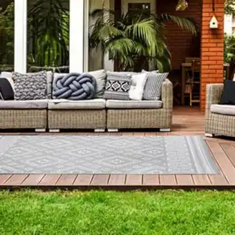 Home Bargains The outdoor living collection: outdoor garden rug - grey offer