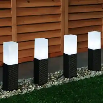 Home Bargains Firefly: led rattan effect solar stake light 4 pack offer