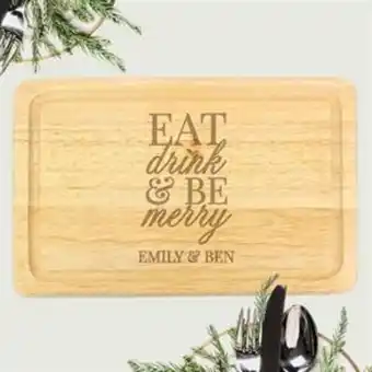 Personalised eat drink & be merry rectangular wooden board