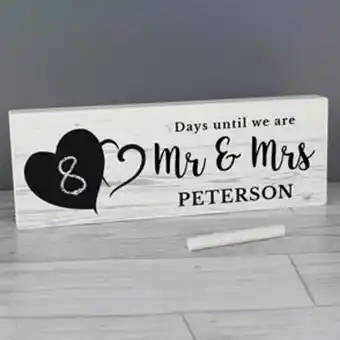 Home Bargains Personalised rustic chalk countdown wooden block sign offer
