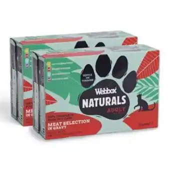 Home Bargains Webbox: naturals meat selection in gravy wet cat food (case of 2 x 12 100g pouches) offer