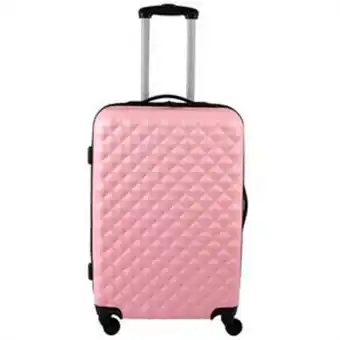 Home Bargains Salisbury embossed quilted shell suitcase: pink offer