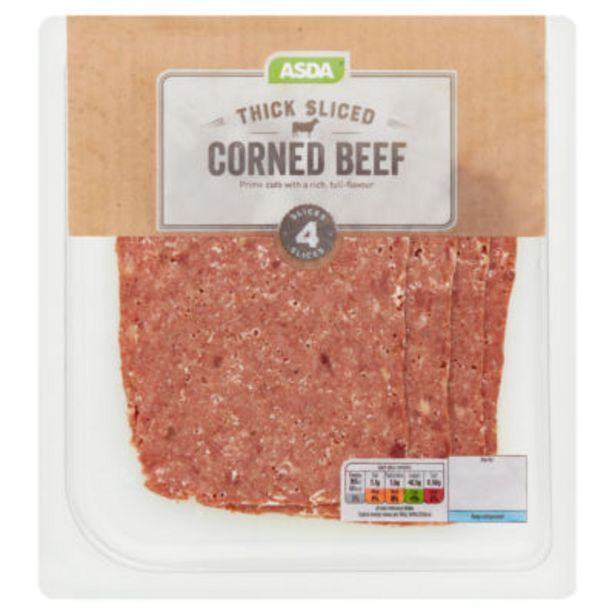 Thick sliced corned beef 4 slices offer at Asda