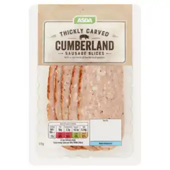 Asda Thickly carved cumberland sausage slices offer