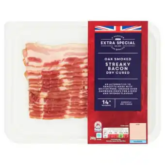 Asda 14 oak smoked streaky bacon dry cured rashers offer