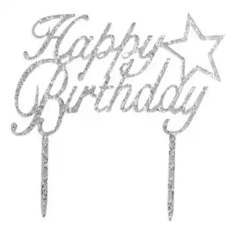 Hobbycraft Silver happy birthday cake topper offer
